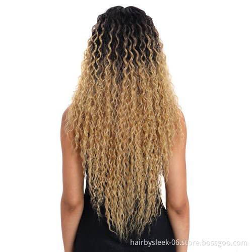 Kelly Synthetic Lace Front Wig wave Ombre blond Jerry curly hair weave 31 Inch Energetic Spring Small Curly Wig Hair Wigs